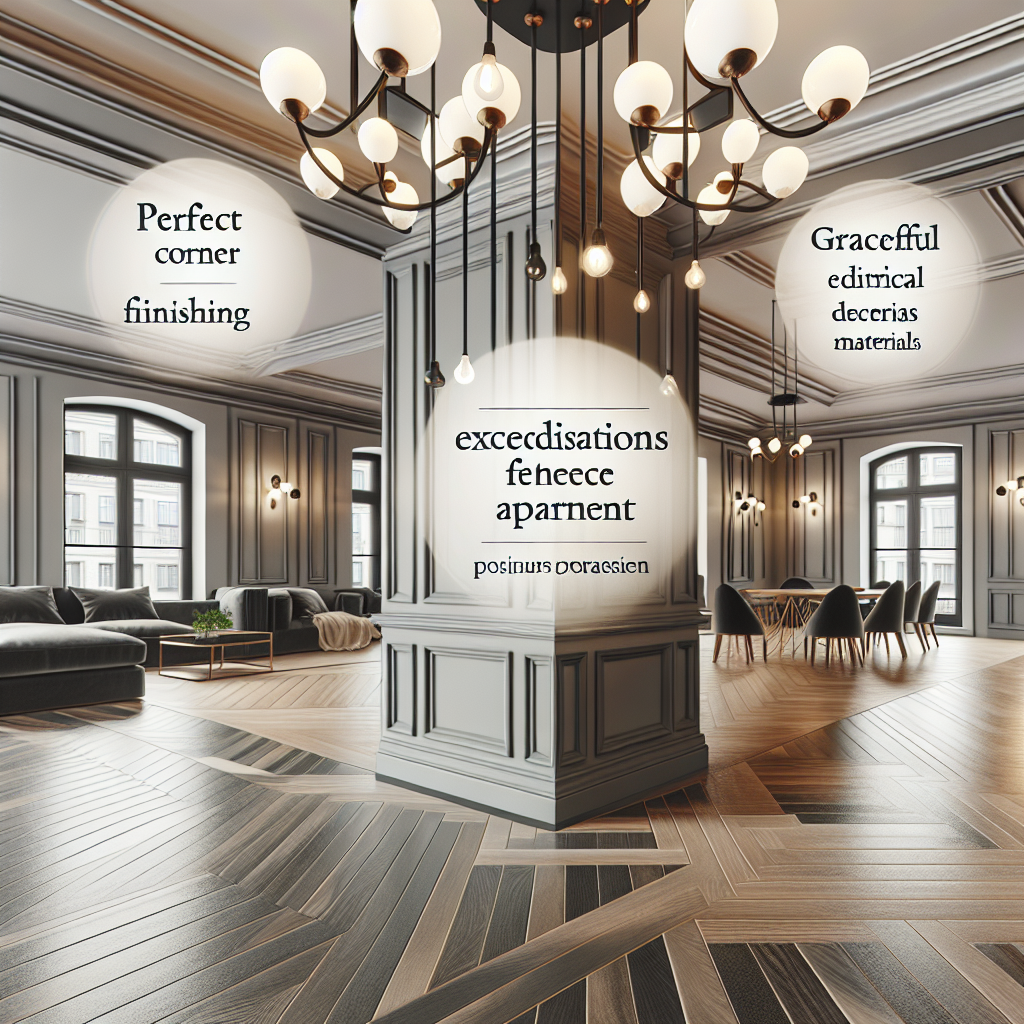 Detail shot of premium renovation quality - perfect corner finishing, elegant electrical fixtures, seamless transitions between materials, and flawless paint application. Craftsmanship close-up in a Polish apartment. No text, no words, no letters, clean image, text-free, visual only. Style: Premium architectural photography